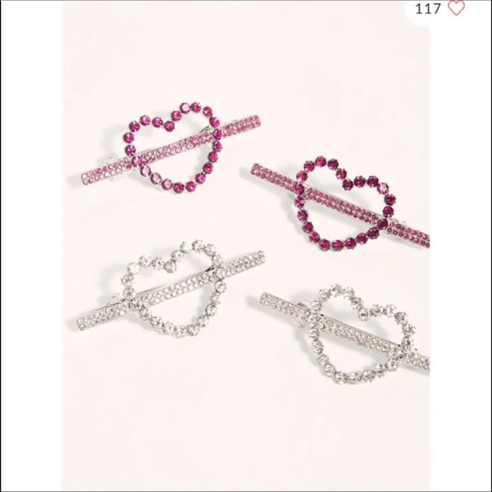 free people heart to heart hair clip/ slide set